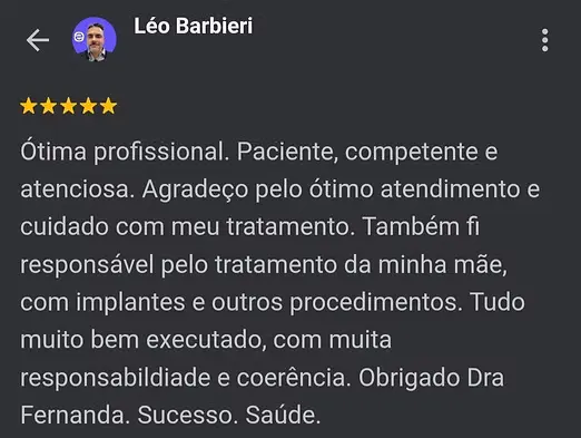 Screenshot of a public patient review on Google. 5